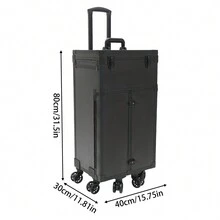 Rainaut Maleta De Maquillaje Profesional, Rolling Makeup Case, Salon Trolley Cart Beauty Facial Storage Travel Box +4keys, 6 Universal Wheels, Clear Storage Bag, Wide Opening, For Make-Up Artists - Black - View 2