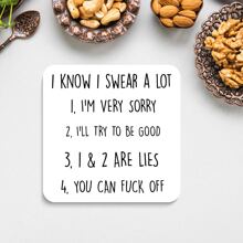 1PC Funny Wooden Coasters, Rude Novelty Coaster, Funny Gift For Colleague Work Office, Square Drink Trivets For Home Kitchen Table Protection, Gifts Decor Birthday Graduation - Multicolor - View 4