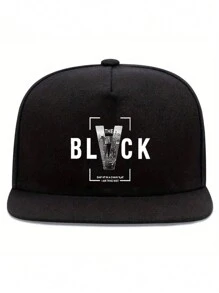 1 件个性化字母“BLACK”印花男女款嘻哈帽，街头休闲运动棒球帽，带可调节带子