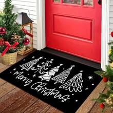 1/2pcs Christmas Kitchen Mat Set, Vintage Christmas Tree Rug, Wooden Board Rug, Buffalo Plaid Rug, Christmas Festival Atmosphere Rug, Stain-Proof, Anti-Slip, Soft, Comfortable, Easy To Clean, Suitable For Bedroom, Living Room, Dini Ng Room, Kitchen, Bathroom, Entrance RugChristmas Decor,Christmas Party Supplies - Multicolor - View 2