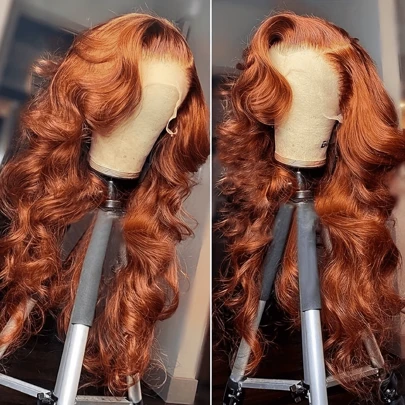 Reddish Ginger Wig Human Hair 28 Inch Body Wave 13x6 13x4 Lace Front Wigs Human Hair 13x4 Hd Transparent Lace Front Wigs Human Hair 180% Density Ginger Orange Colored Wigs Human Hair Halloween Costumes
