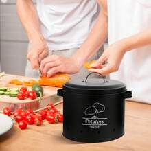 Vorratsdosen, 3er-Set, KücheAufbewahrung & Organisation, mit belüfteten Vorratsbehältern, Vorratsdose mit Deckel für Kartoffeln, Zwiebeln & Knoblauch