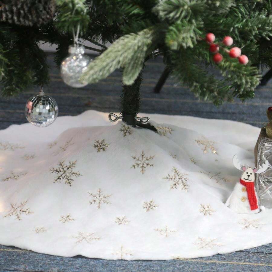 Váy cây thông Noel với thiết kế bông tuyết vàng và bạc, đồ trang trí Giáng sinh cho trang trí tiệc ngày lễ, bông tuyết lấp lánh bạc trắng (bạc, vàng), quà tặng Giáng sinh - vàng 60cm - Xem 1