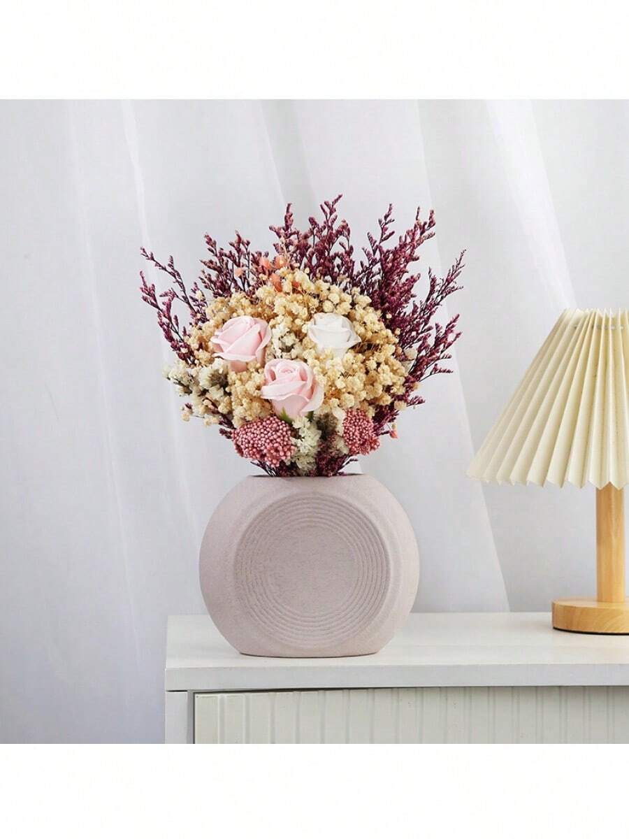 [AELLY] In Stock Simple Cream Matte Ceramic Vase, Nordic Decoration For