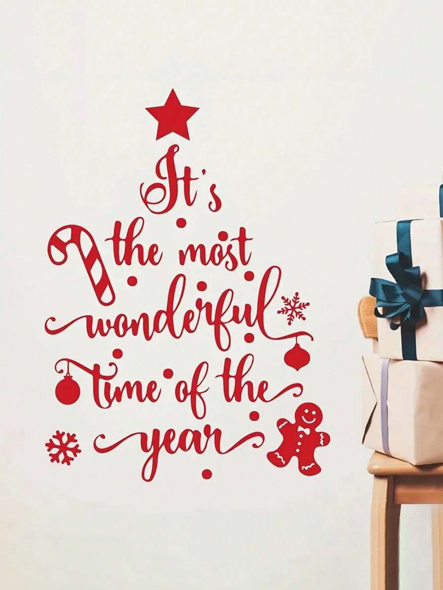 1pc Christmas Tree Pattern Wall Decal, SelfAdhesive Removable Wall