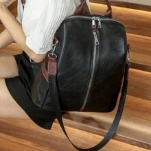 Vintage Style Large Capacity Middle Chain Link Backpack, Versatile Ladies Backpack - Multicolor - View 7