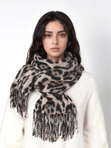 1pc Fashionable Women Leopard Print Warm Scarf Winter Fall - Multicolor - View 1