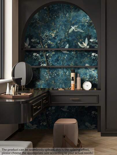 1Roll Oil Painting Styles Wallpaper, Dark Forests Birds In Flight Pattern Self Adhesive Wall Sticker, Removable Peel And Stick Wall Paper, Waterproof Moisture-Proof Contact Paper For Bedroom Living Room Fireplace Background Staircases Home Wall Art Decor And Cabinet Furniture Renovation Refurbishment, Wall Art Prints