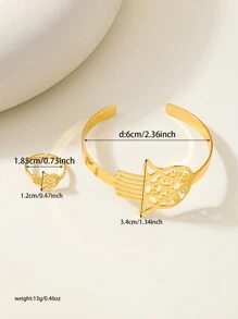 1 Ring+1 Bracelet Fashion Personalized Hollow Carved Palm Ring Bracelet Two Pieces Set
