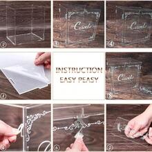 Caja Boda, Caja Ahorro Organizador Acrílico Caja de la Tarjeta de la Caja del sobre de la Boda para la Fiesta de Despedidas de Soltera, Caja para Tarjetas de Boda con candado y Letrero, Caja de para Tarjetas de - transparente - Ver 9