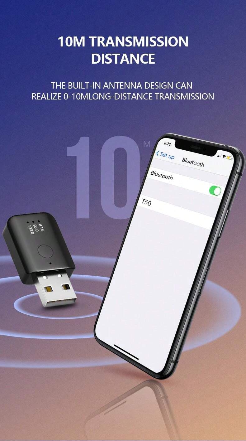 VAORLO Car Bluetooth 5.4 FM Transmitter Handsfree Call Mini USB Power