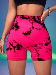 2024 Pantalones cortos tie dye 1 piezas moldeadores de cintura alta sin costuras, push up levantadores de glúteos y cintura, pantalones cortos de ciclista de moda para gimnasio de mujeres, pantalones cortos de boxeo para mujeres Pantalones cortos deportivos con banda de cintura ancha y elástica deportivos de yoga para mujer, levanta caderas, cintura alta, reductor de abdomen
