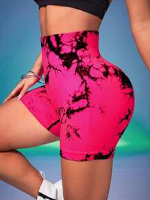 2024 Pantalones cortos tie dye 1 piezas moldeadores de cintura alta sin costuras, push up levantadores de glúteos y cintura, pantalones cortos de ciclista de moda para gimnasio de mujeres, pantalones cortos de boxeo para mujeres Pantalones cortos deportivos con banda de cintura ancha y elástica deportivos de yoga para mujer, levanta caderas, cintura alta, reductor de abdomen