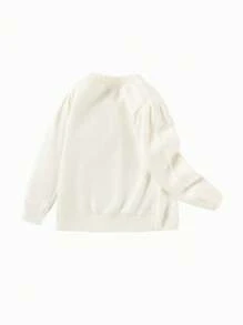 Balabala Young Girl' Sweater Girls' Stylish Sweet Embroidered Knitted Sweater Autumn Winter High Neck Bottoming Top - Beige - View 5