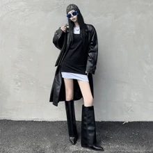 Women's Fashion Knee-High Boots, Flared Rim Boots, Western Boots, Black PU Leather Boots, Pant Boots, Leg Boots, Sexy Boots, Eye-Catching, Suitable For Daily Wear, Indoor/Outdoor, Party, Match With Skirts & Shorts, Autumn/Winter