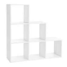 VASAGLE Treppenregal, Bücherregal, Stufenregal, Standregal, mit 6 Würfeln, Leiterregal, als Raumteiler, Würfelregal, freistehend, für Büro, Wohnzimmer, Schlafzimmer, weiß