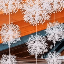 3包9片装圣诞雪花装饰品 - 白色塑料雪花，适用于圣诞树、婚礼和窗户装饰，是节日和派对庆祝活动的完美之选。 - 彩色 - 查看 11