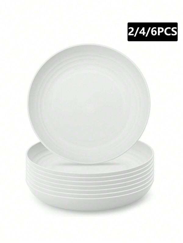 2/4/6pcs Plastic PP Reusable Dessert Plates, Dishwasher & Microwave Safe, Suitable For Home Kitchen, Gathering, Wedding, Picnic & Camping