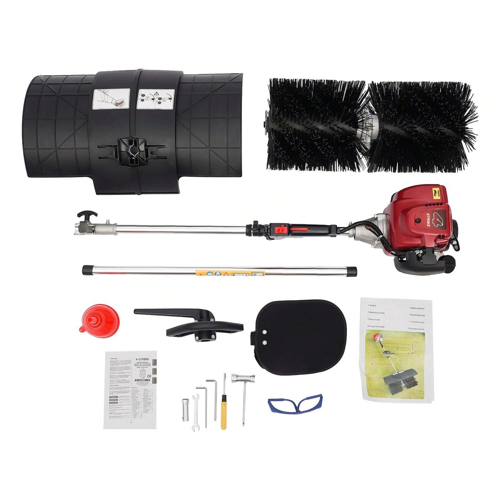 Handheld Sweeper Gas Power Broom Snow Sweeper Cleaner Adjustable Speed