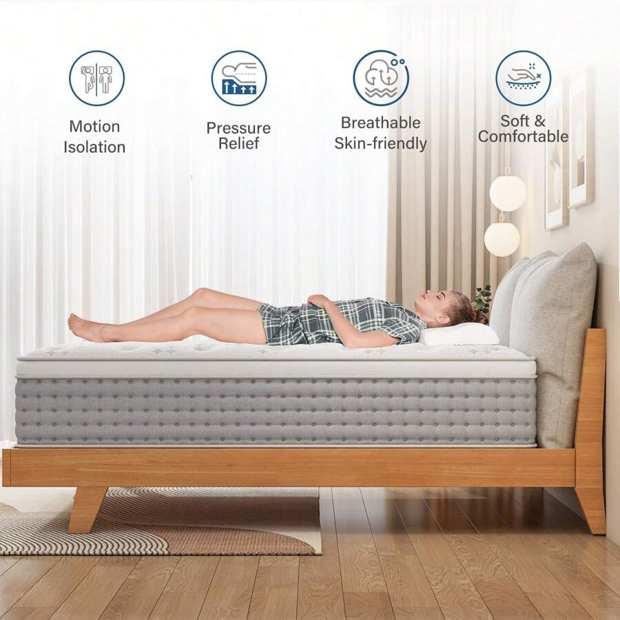 BedStory 12 Inch Queen King Size EuroTop Pocket Spring Firm Mattress