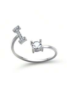 1 Stück modischer einstellbarer Ring mit 26 englischen Buchstaben Design aus kubischem Zirkonia, kreatives Geschenk für Frauen, Paar-Alltagsringe