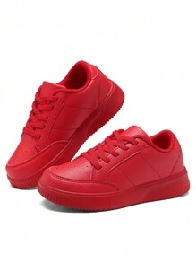 儿童休闲运动鞋,低帮滑板鞋,男女童款,适合上学和休闲穿着 - 紅色 - 查看 2