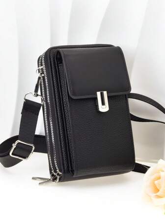 Ny multifunktionell axelväska med stor kapacitet och dubbel dragkedja, minimalistisk men ändå delikat, lämplig för vardag, semester och dejter