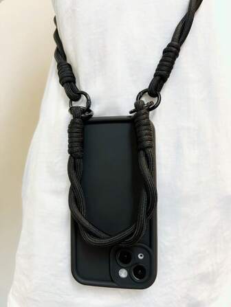 3pcs/Set Stylish Korean Black Braided Lanyard, Compatible With IPhone 17 Pro Max, 14, 13, 11, 15 Cases, XS Max, 12 Pro, 16 Protective Covers, 7/8 Plus