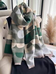1 chiếc khăn choàng ấm áp bằng vải cashmere giả jacquard họa tiết nửa vòng tròn đơn giản dành cho nữ, thời trang đa năng dùng cho máy lạnh mùa đông thu - Nhiều màu - Xem 10