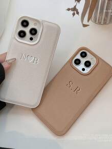 定制手机壳，兼容 17/16/15/14/13/12/11 Pro Max/17 Air，采用 3D 立体雕刻金色字母，奢华真皮防震后盖，适用于 16/15/14/13/12/11 Pro Max，季节限定款，2025 年款，适合家庭使用，低调奢华 - 黑與白 - 查看 3