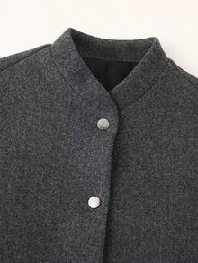 Women's Grey Patch Pocket Short Bomber Jacket - Dark Grey - View 3