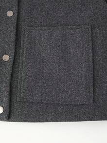 Women's Grey Patch Pocket Short Bomber Jacket - Dark Grey - View 4