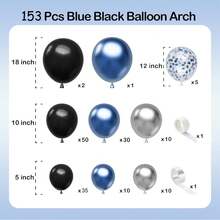 153/148 件多色套装和五彩纸屑乳胶气球花环套装，适用于生日、婚礼、家庭聚会、性别揭秘、主题派对聚会、派对装饰和家居装饰 - 彩色 - 查看 14