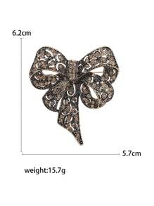 Rhinestone Bow Brooch For Women Dress Coat Pin Christmas New Year Gift