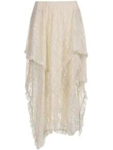 Solid Lace Asymmetrical Hem Skirt For Summer - Khaki - View 7