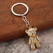 Bộ 2 móc khóa gấu đính đá, Quà tặng tiệc dễ thương & tinh tế, Móc khóa gấu cho nam và nữ, Trang trí túi xách - Vàng - Xem 5