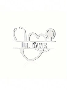 Broche de corazón de estetoscopio vintage personalizado, chapado en oro de 18K en acero inoxidable, Insignia con nombre personalizada para médicos, enfermeras, veterinarios, regalo ideal para profesionales médicos, presente de Acción de Gracias, Navidad y Año Nuevo (Individual, sin caja de regalo)