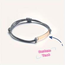 Vòng tay bằng da PU khắc tên cá nhân bằng thép không gỉ, kỷ niệm ngày sinh nhật, cặp đôi, quà tặng tùy chỉnh cho bạn bè, anh chị em, ngày lễ tình nhân - Hoa hồng vàng - Xem 4