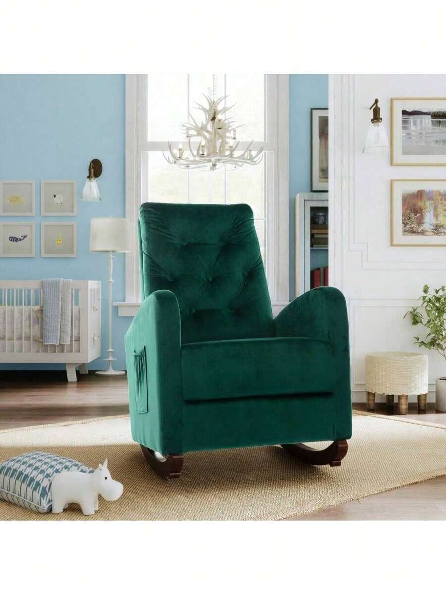 Baby Room High Back Rocking Chair Nursery Chair , Comfortable Rocker