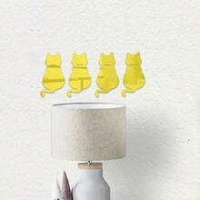 4 件/套吸顶镜墙贴可爱卡通猫图案，自粘式 DIY 墙壁艺术贴花，适用于家庭房间装饰、入口、走廊、客厅、卧室、办公室、宿舍、理想家居选择、墙壁装饰、家居装饰最佳礼物 - 彩色 - 查看 3