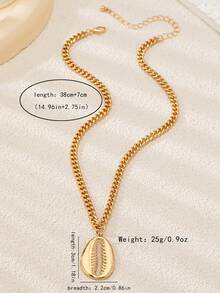 简约海滩风格贝壳吊坠项链，设计优雅 - 金黃色 - 查看 4