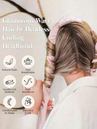 3pcs/Set Heatless Curling Rod Headband, Heatless Hair Curler No Heat Hair Curlers, Silk Curls Ribbon, Sleeping Soft Spong Headband, Sleep Hair Curler Set, For Women Long Hair Styling Tools, Slouchy Hair Curlers Styling Tools (Pink) ﻿ Home Bathroom Decor Fall Decor Back To School Hair Accessories