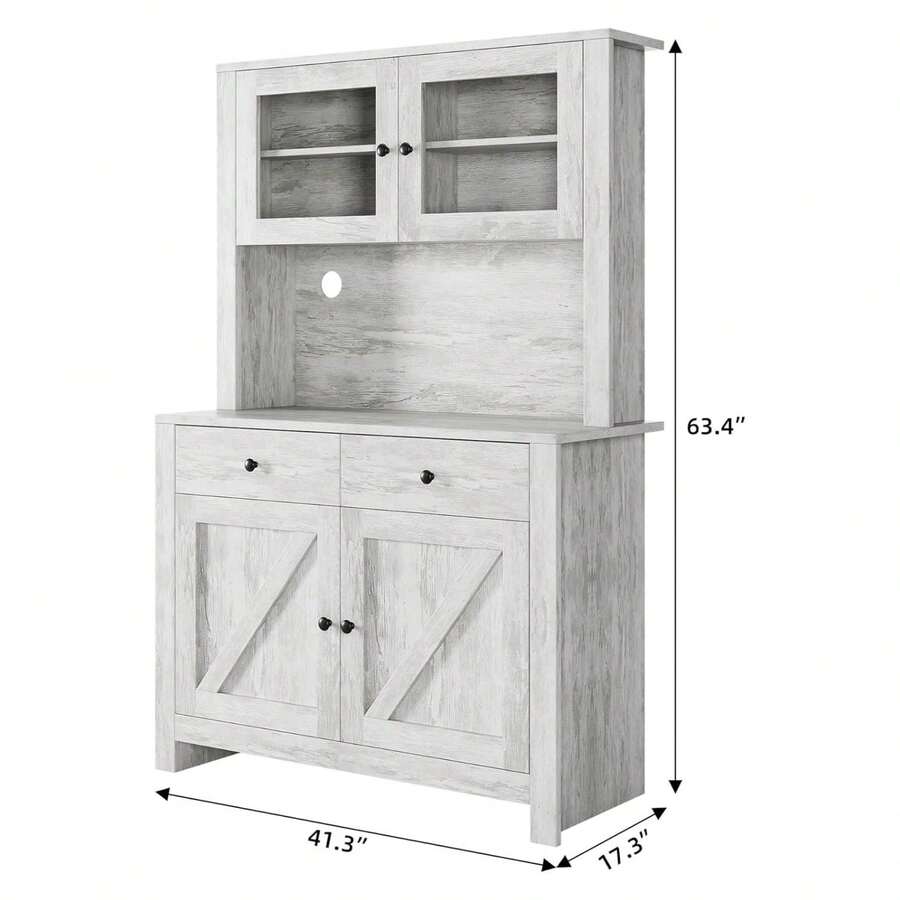 Kitchen Pantry With Microwave Stand, Freestanding Hutch With