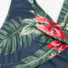 New Printed Cross Front Tankini 2pcs Tankini Set Summer - Olive Green - View 6