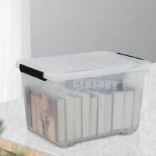 4-Pack 30 L Clear Plastic Storage Box With Wheels, Clear Plastic Storage Latch Bin