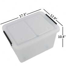4-Pack 30 L Clear Plastic Storage Box With Wheels, Clear Plastic Storage Latch Bin