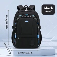 新款轻便休闲背包，适合小学生、男生（1-3-6-9年级，6-12-16岁），大容量书包 - 黑色 - 查看 13