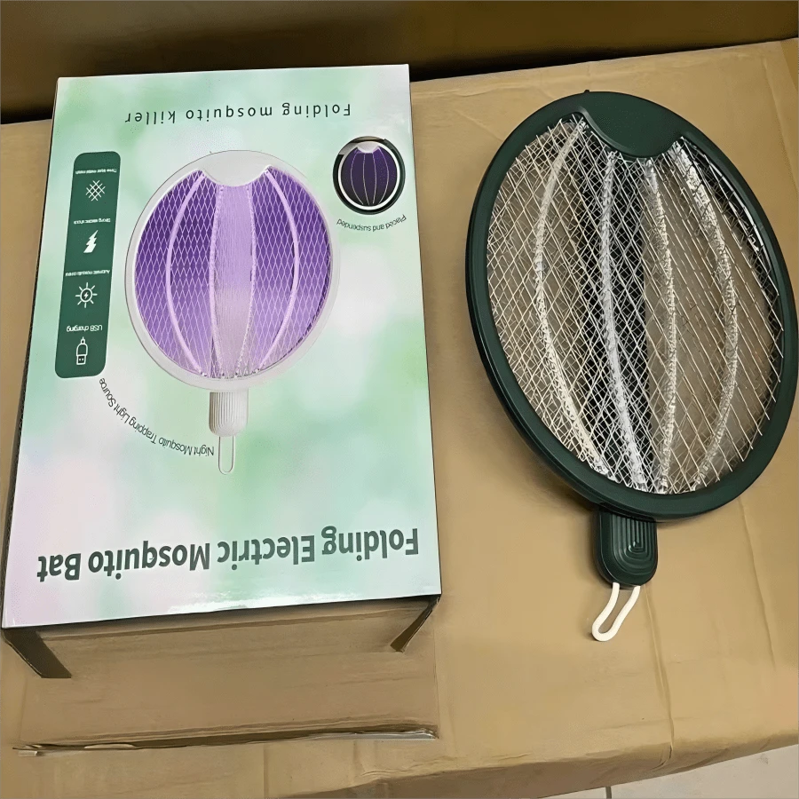 4 In 1 Upgraded Foldable Electric Fly Swatter, USB Rechargeable Fly Zapper With UV Light Insect Trap, For Bedroom - Green - View 1