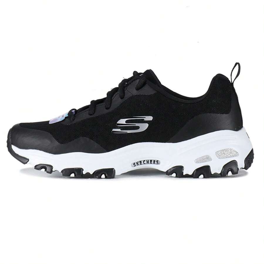 Skechers D'LITES 1.0 女士户外减震休闲运动鞋，熊猫款 - 黑色/白色 - 查看 1