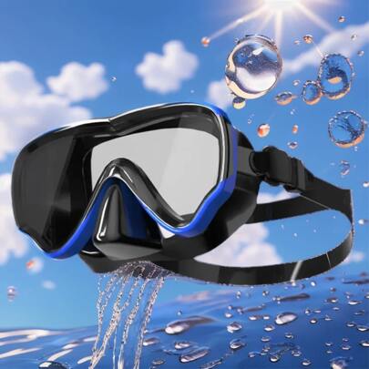 Masque de plongée pour adultes - Masque monobloc en verre trempé, protection oculaire anti-eau et anti-buée, accessoires de sports nautiques, essentiels de plage, accessoires de plage, flotteur de piscine